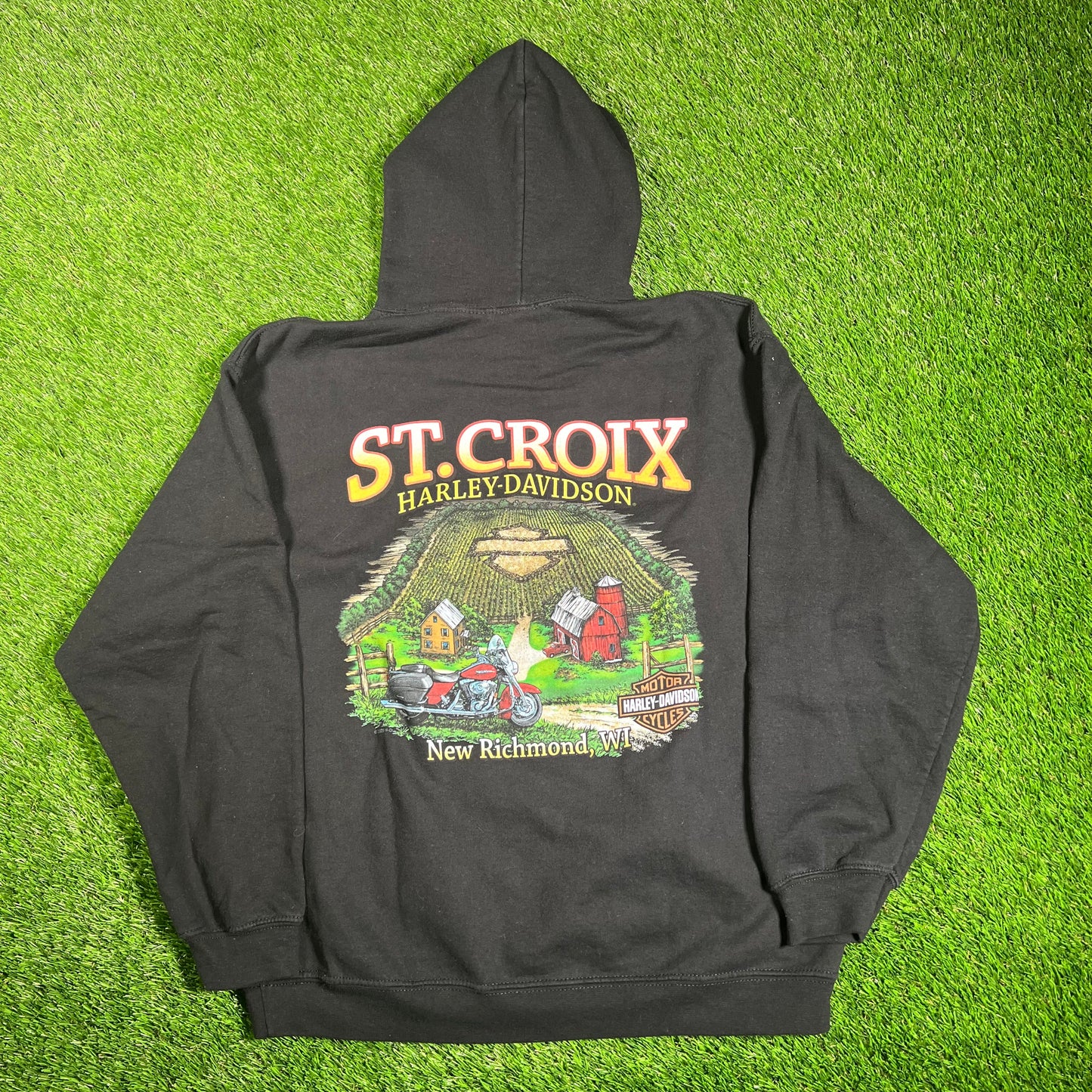 Harley Davidson St Crook WI Black Hoodie Size Large USED v18143