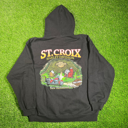 Harley Davidson St Crook WI Black Hoodie Size Large USED v18143
