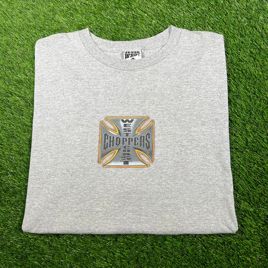 Y2K West Coast Choppers "Long Beach" Grey Tee Size XXL USED v16935