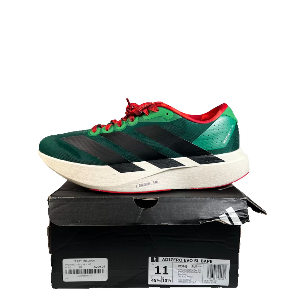 Adidas Adizero Evo SL Bape Green Multi (2026) Size 11 USED s23488