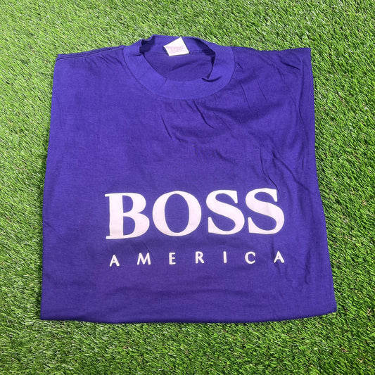 1990s Boss America Purple Tee Size Medium USED v17415