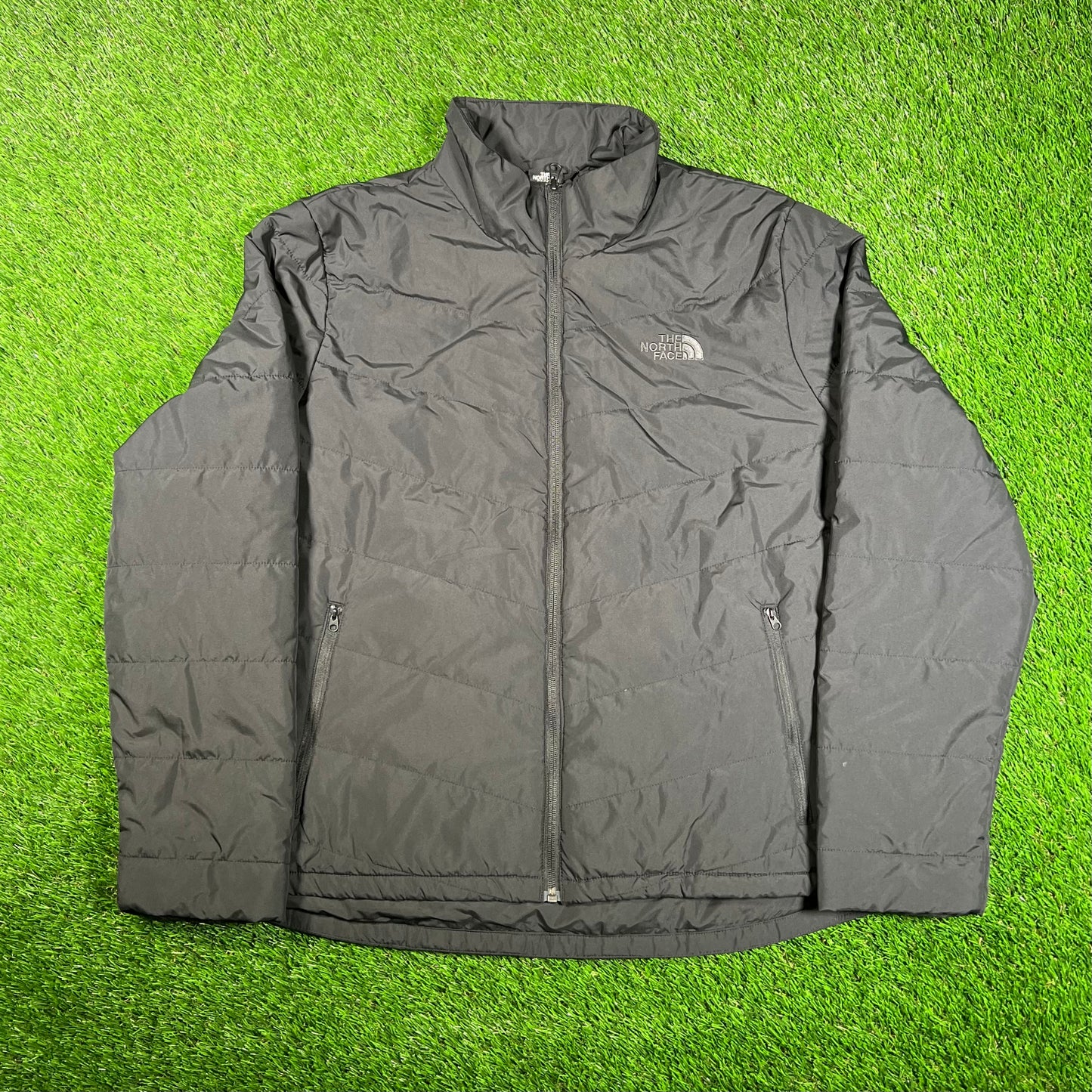 North Face Light Weight Black Puffy Jacket Size XXL womens USED v17785
