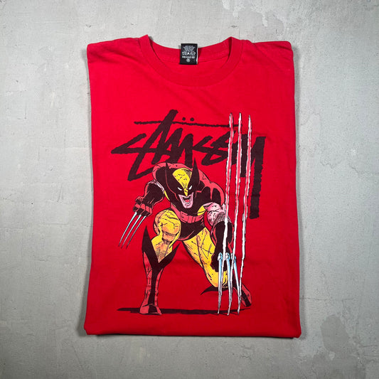Stussy Marvel Wolverine Red Tee Size Large USED x17365