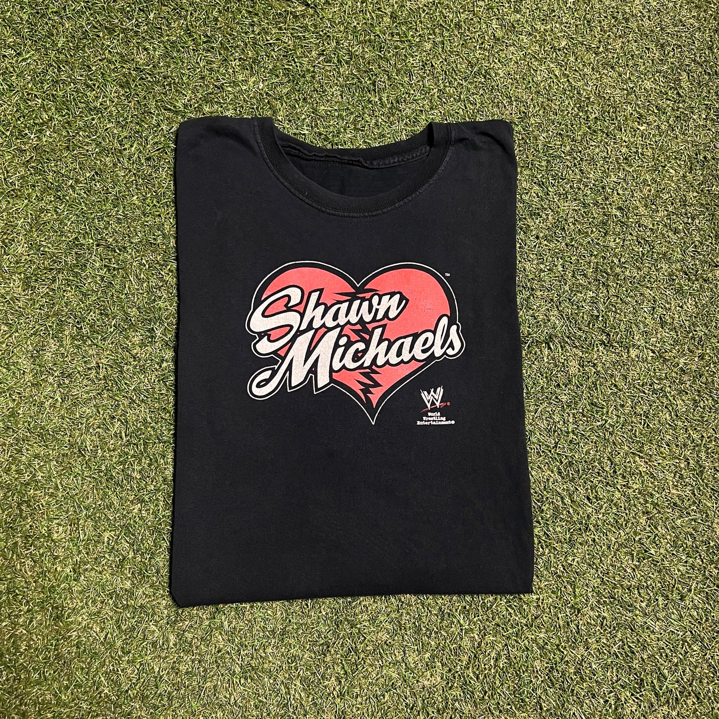 Y2K WWE Shawn Michael Broken Heart Black Tee Size XL USED v15935