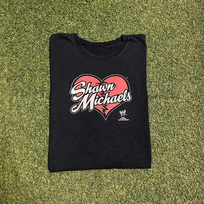 Y2K WWE Shawn Michael Broken Heart Black Tee Size XL USED v15935