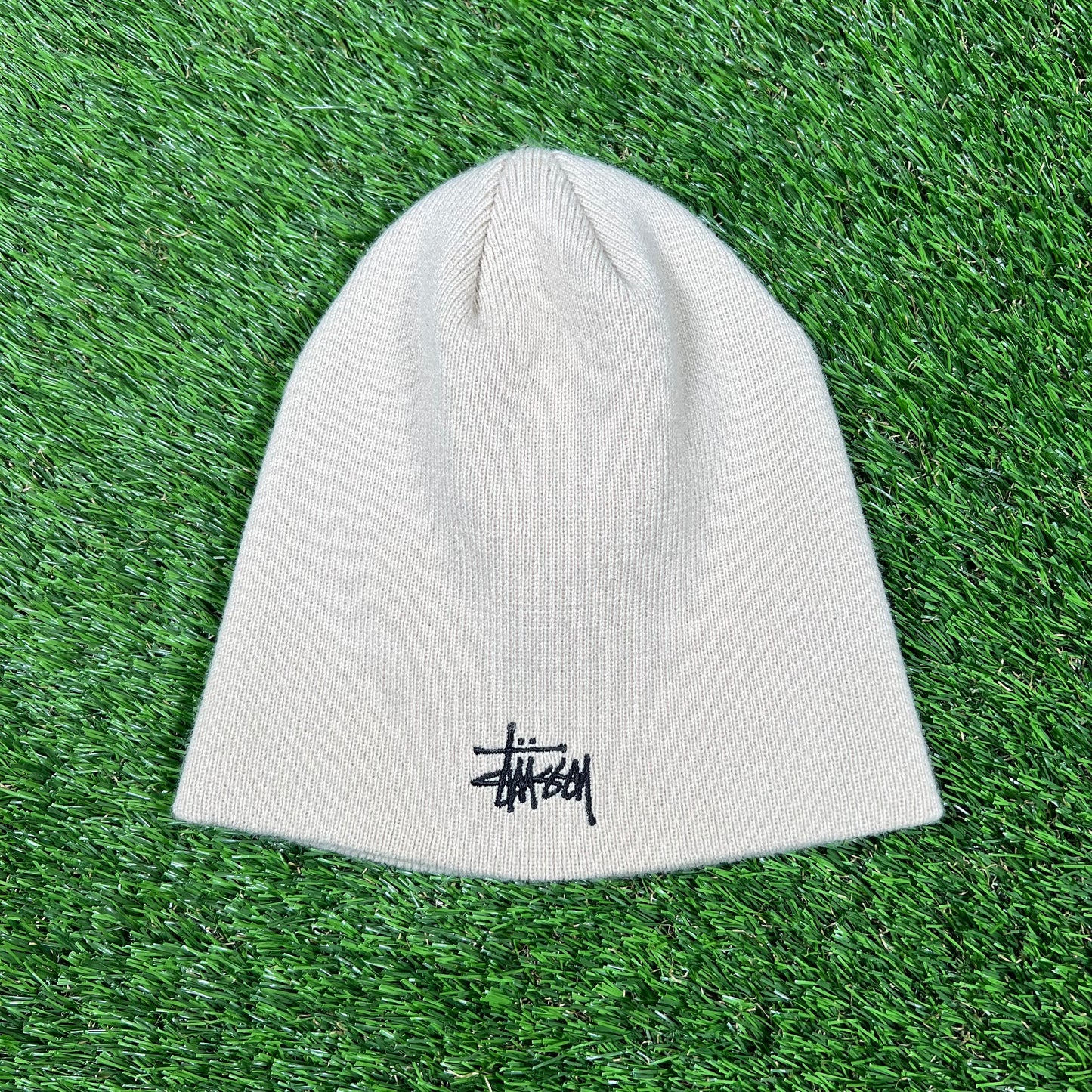 Stussy Script Tan Beanie USED v16943
