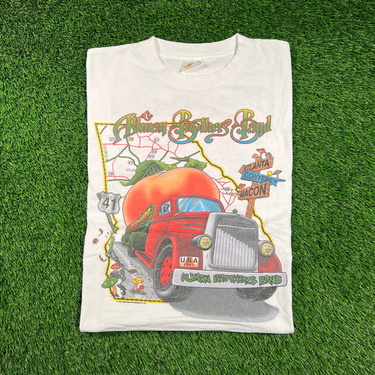 1998 Allman Brothers Band White "Summer Peach" Tour Tee Size Large USED v18439