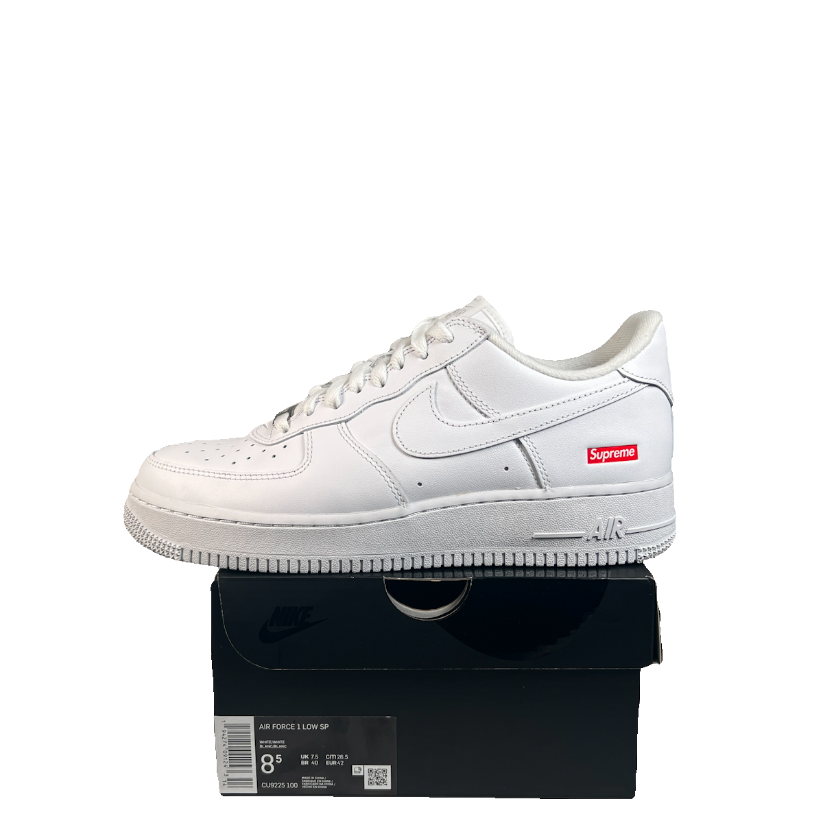 Nike Air Force 1 Low Supreme White (2020) Size 8.5 USED s23192