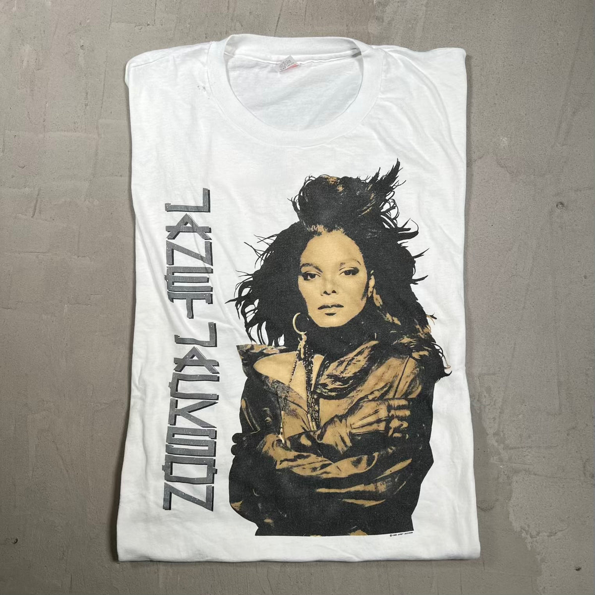 1990 Janet Jackson Rhythm Nation Tour White Tee Size XXL USED v20106
