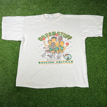 1980s Boston Celtics Cartoon Team Tee Size XL USED v16711