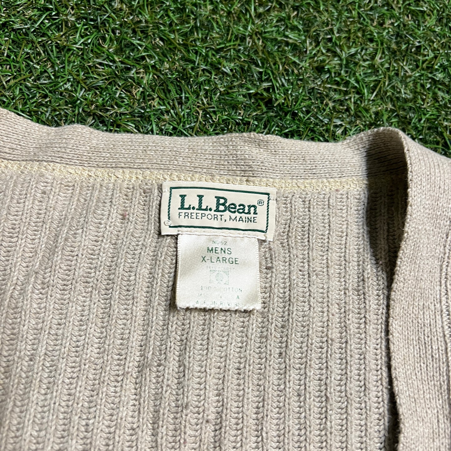 1990s LL Bean Tan Cardigan Size XL USED v11881