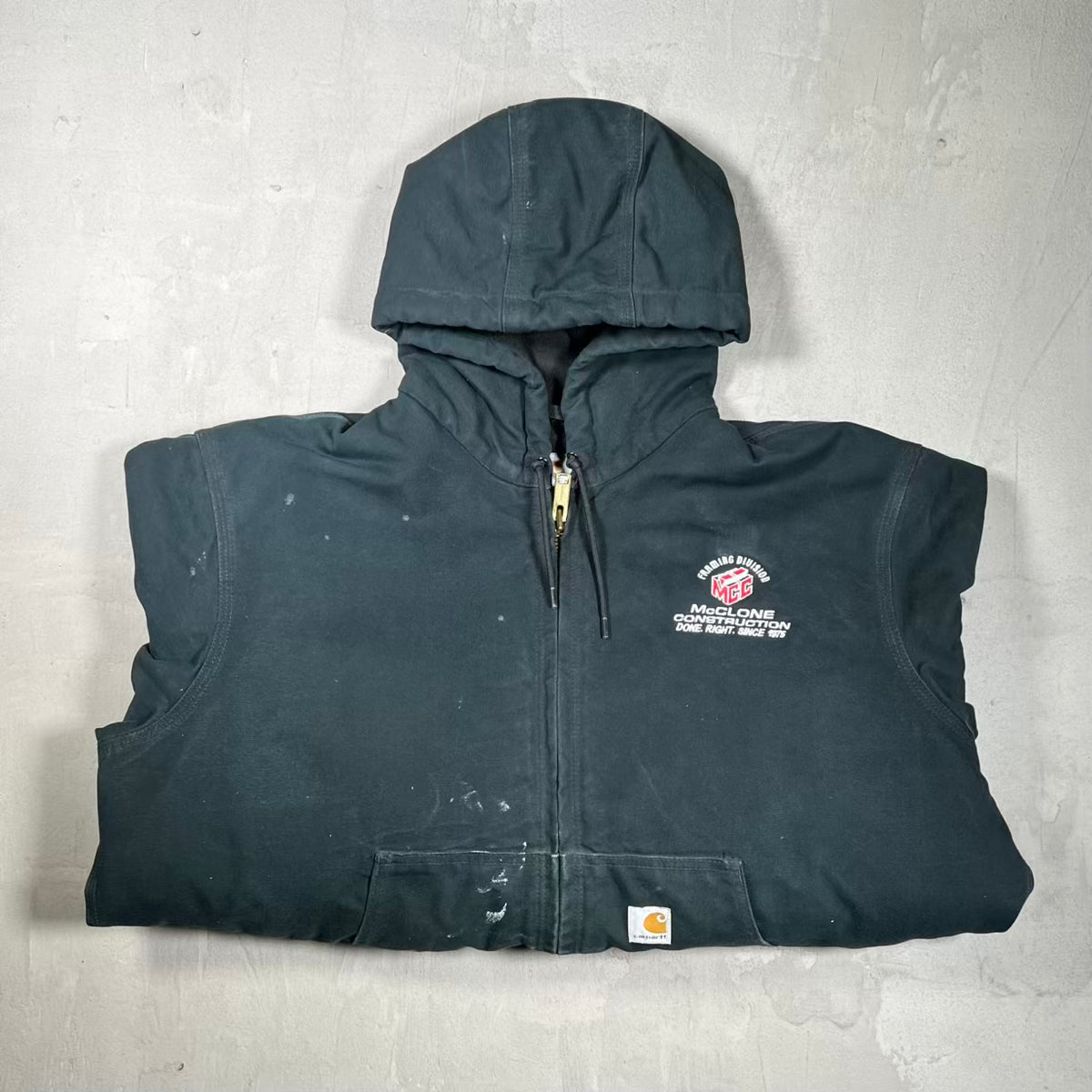 Y2K Carhartt Framing Division Active Workwear Black Zip Up Jacket Size Large USED v20194