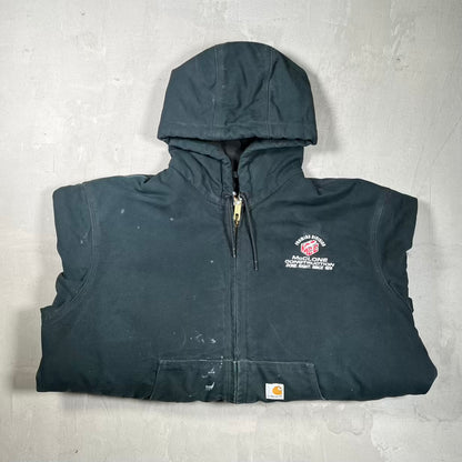 Y2K Carhartt Framing Division Active Workwear Black Zip Up Jacket Size Large USED v20194
