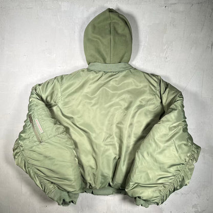 GV Gallery Olive Green Reversible Bomber Jacket Size Medium USED x18388