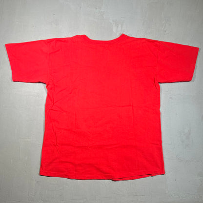 1993 Joe Montana Chiefs Here I Come Salem Tag Red Tee Size XL USED v16754