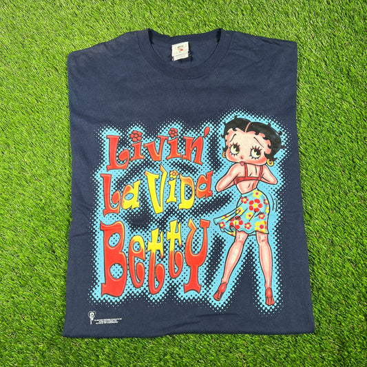 1999 Betty Boop Livin La Vida Blue Tee Size XL USED v16830