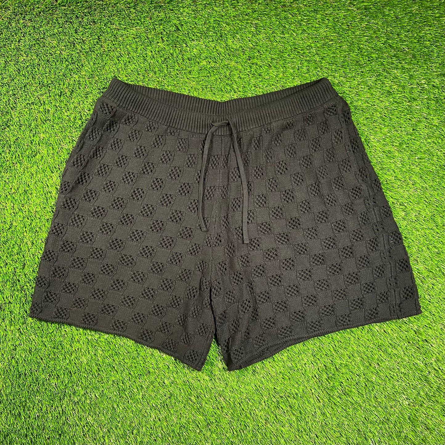 Aime Leon Dore ALD Jacquard Black Knit Shorts Size XL USED x16547