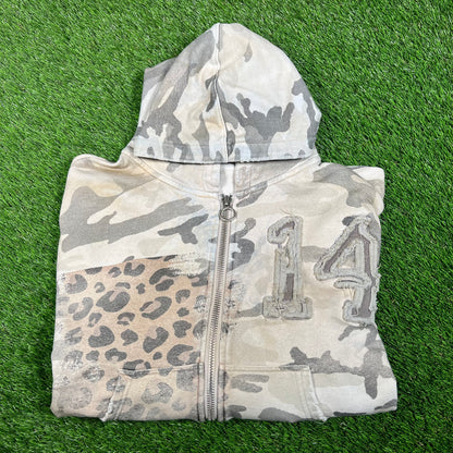 Vale Winter Camo Cheetah Print Zip Up Hoodie Size Small USED x15887