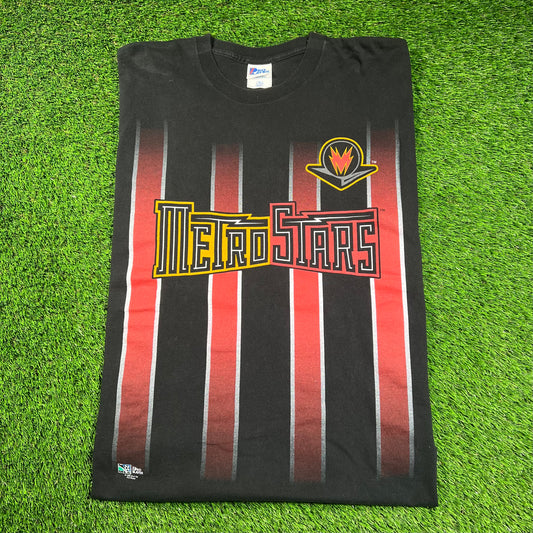 1996 MetroStars Black MLS Jersey Tee Size XL USED v18370
