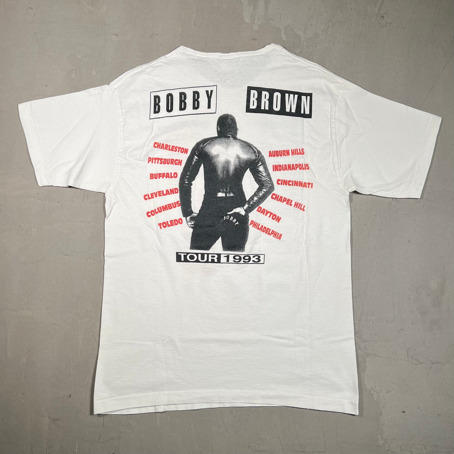 1993 Bobby Brown Tour White Tee Size Medium USED v18104