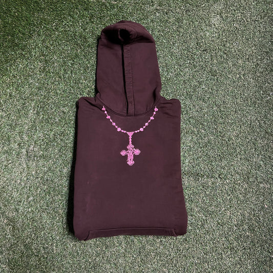 Warren Lotas Embroidered Cross Brown Hoodie Size XL NEW X13417