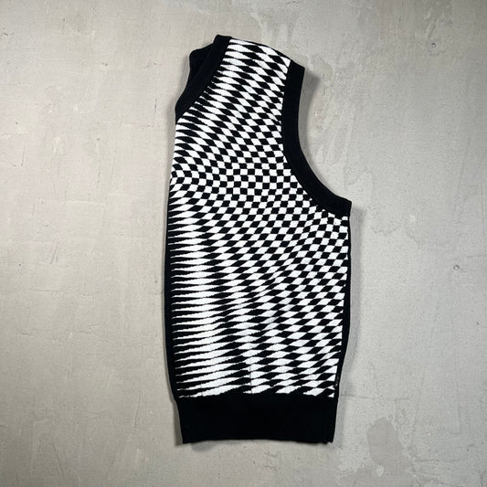 Stussy Psychedelic Checkered Sweater Vest Size Small USED x17441