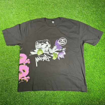 Stussy Strike Pigment Dyed Black Tee Size XXL NEW x15909