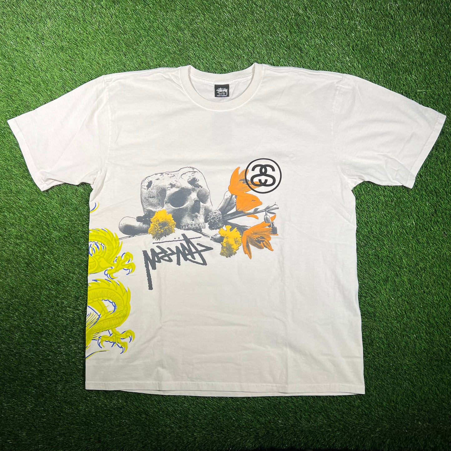 Stussy Strike Pigment Dyed White Tee Size XL NEW x15786