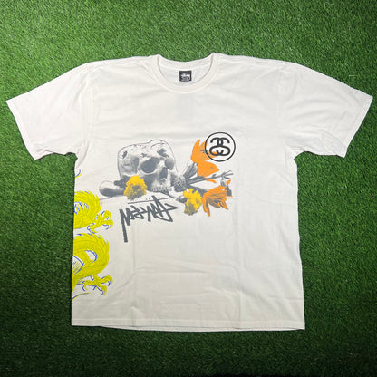 Stussy Strike Pigment Dyed White Tee Size XL NEW x15786