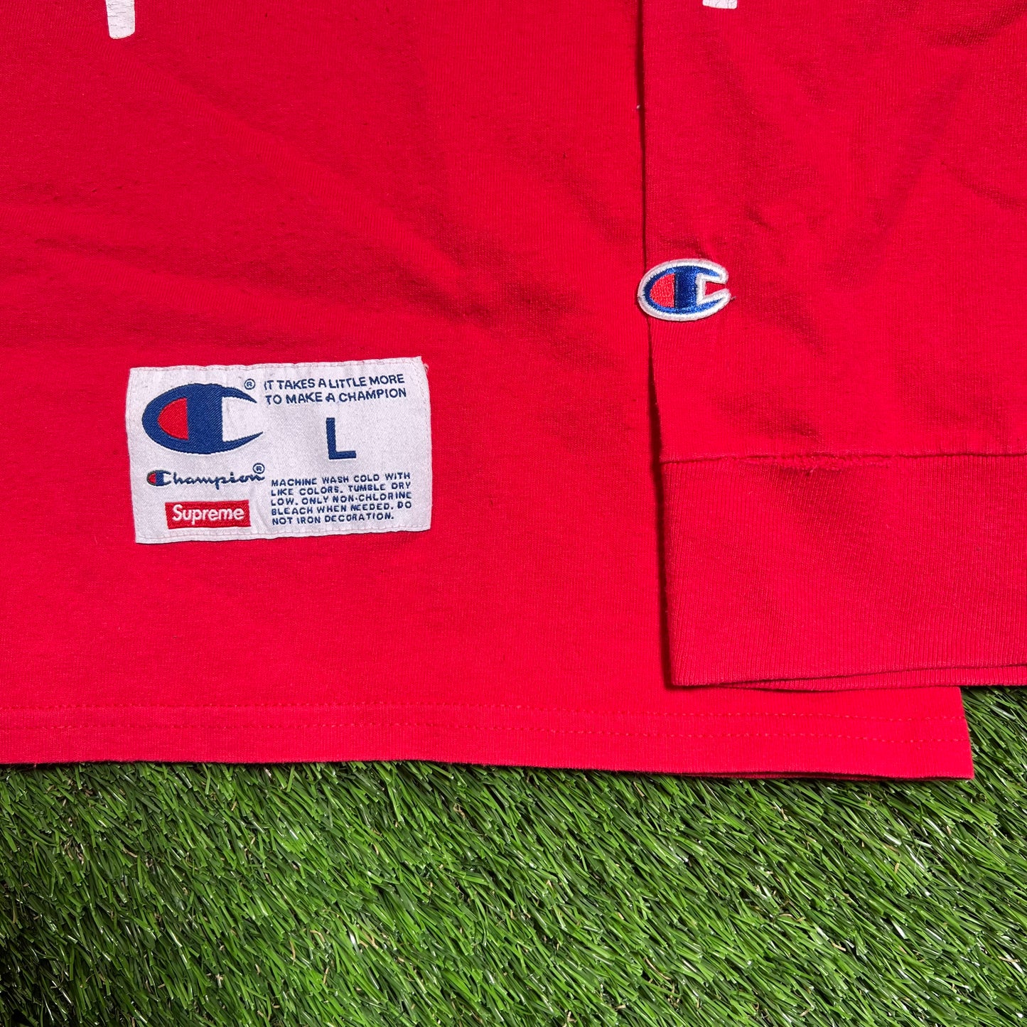Supreme Champion Longsleeve Red Tee (2017) Size Large USED x16225