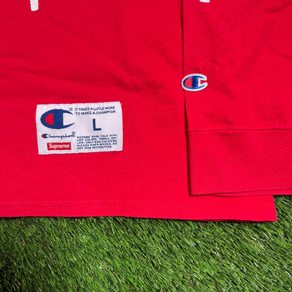 Supreme Champion Longsleeve Red Tee (2017) Size Large USED x16225