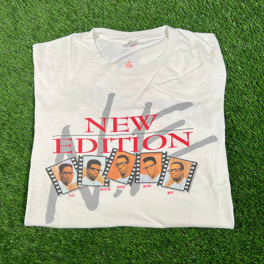 1989 New Edition Heat Wave Tour White Tee Size XL USED v18108