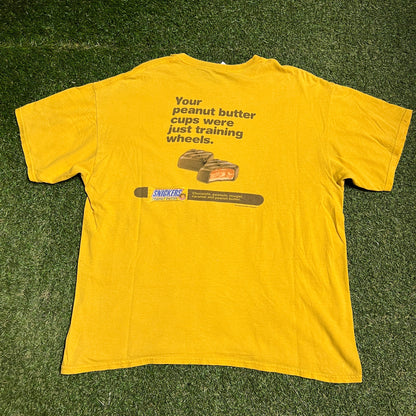 Y2K Snickers Training Wheels Yellow Tee Size XL USED v16584