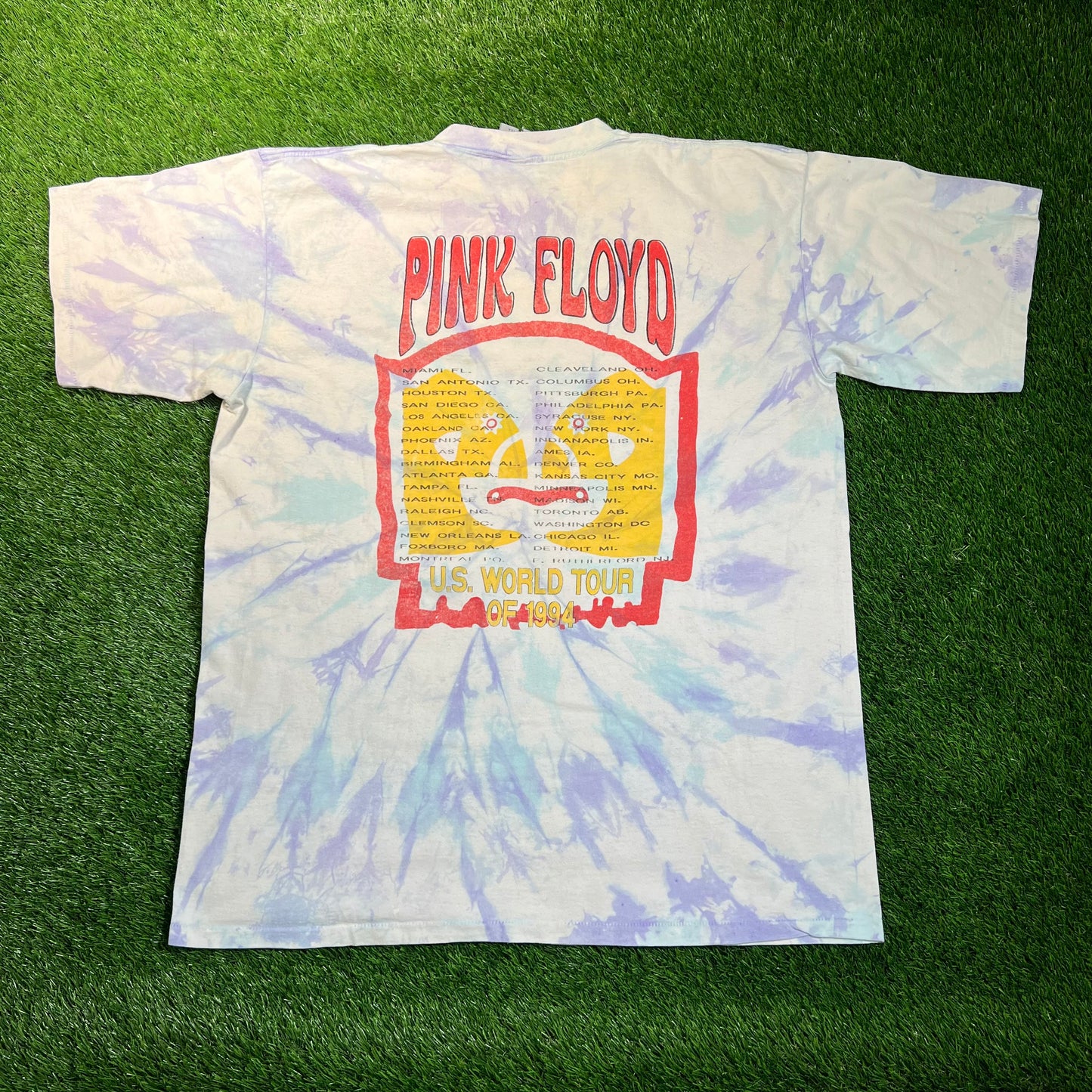 1994 Pink Floyd World Tour Tie Dye Tee Size XL USED v18861