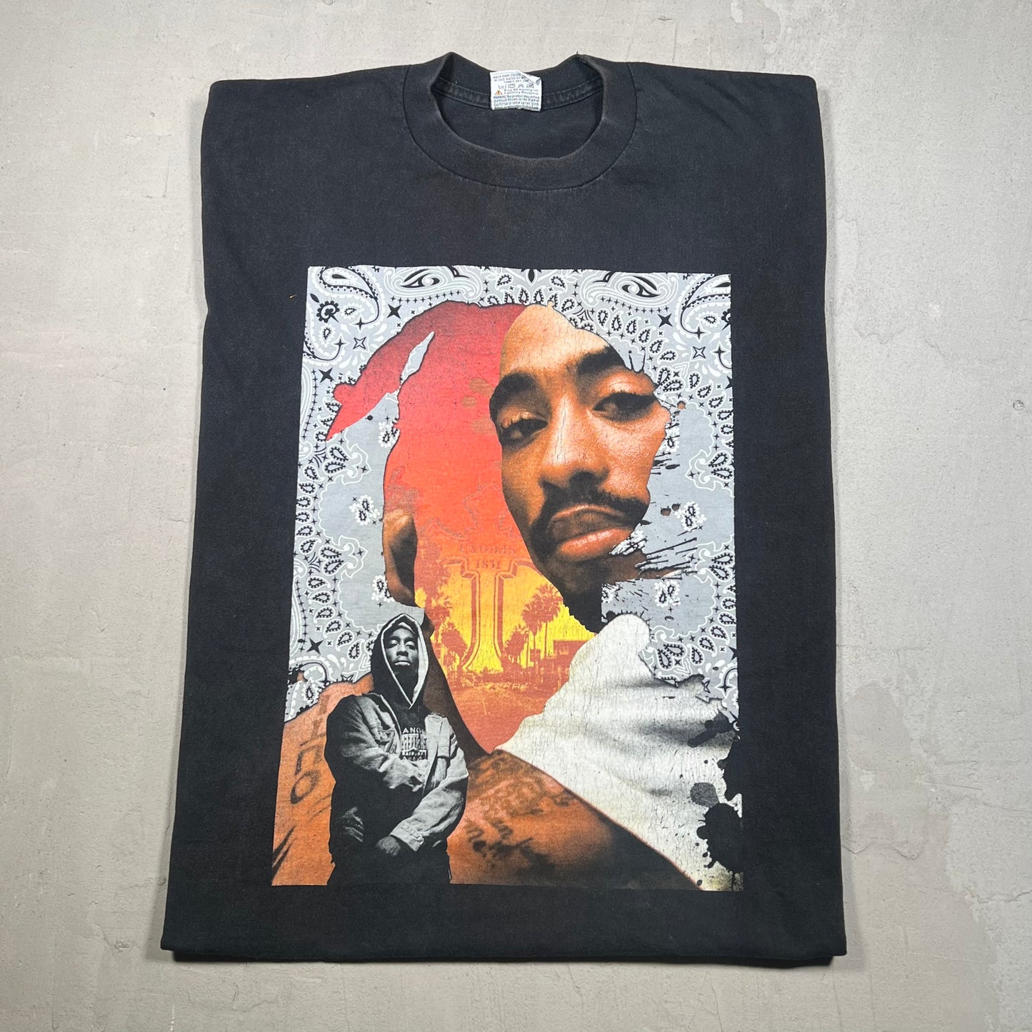 1990s 2Pac "Exodus 1831" Black Tee Size XXL USED v19288