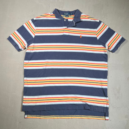 Y2K Polo Ralph Lauren Primary Striped Short Sleeve Polo Size XXL USED v19352
