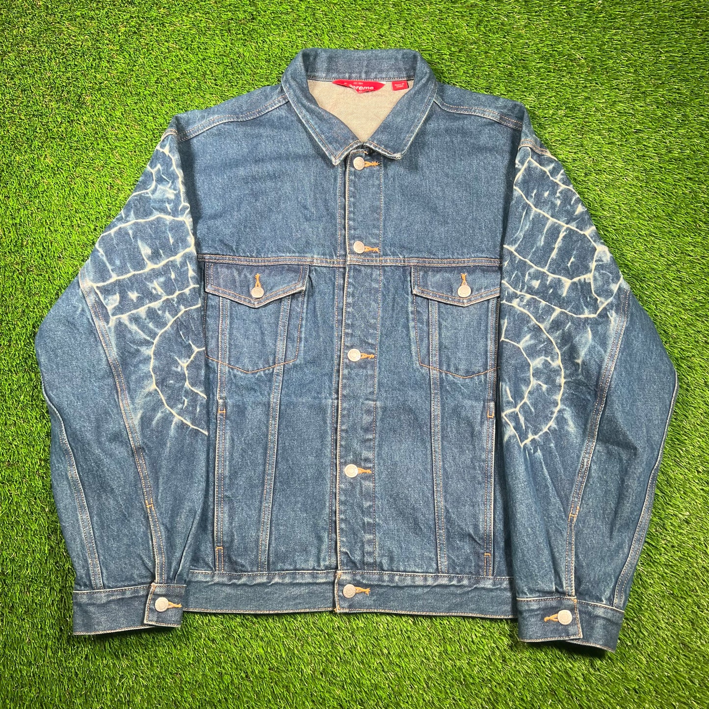 Supreme Shibori Denim Trucker Jacket Rigid Indigo (2023) Size XL USED x16660