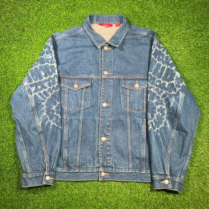Supreme Shibori Denim Trucker Jacket Rigid Indigo (2023) Size XL USED x16660