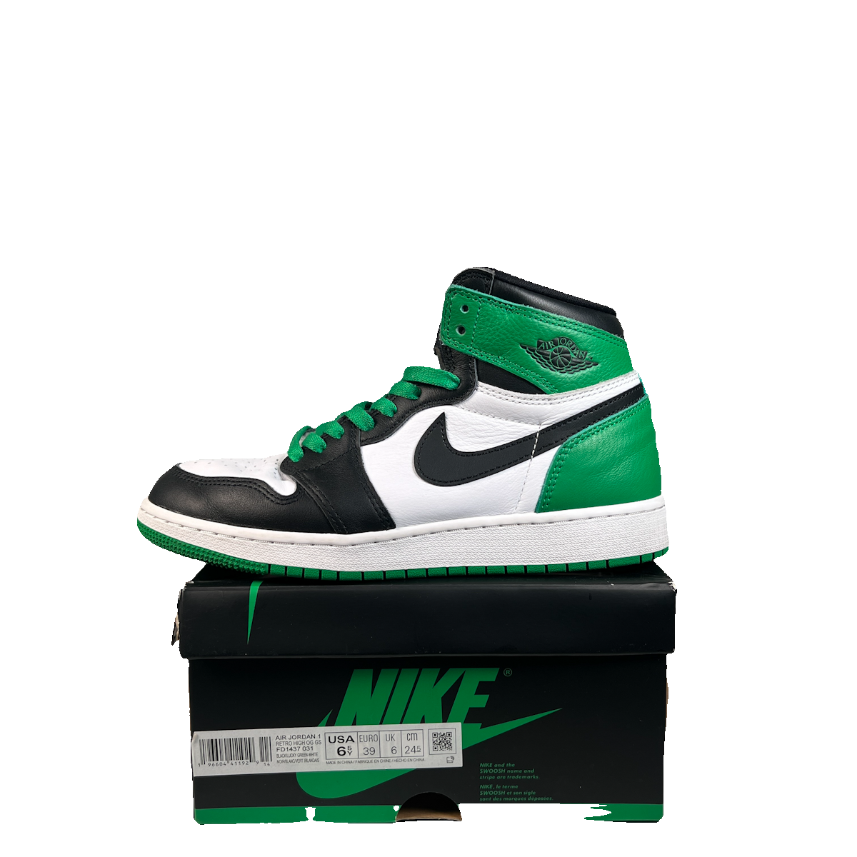 Jordan 1 High Lucky Green (2023) Size 6.5y USED s22592