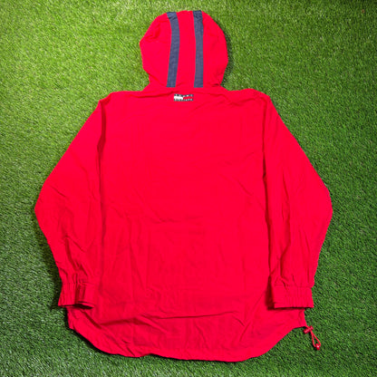 1990s Tommy Hilfiger Red Lightweight ZIp Up Jacket Size Medium USED v1885