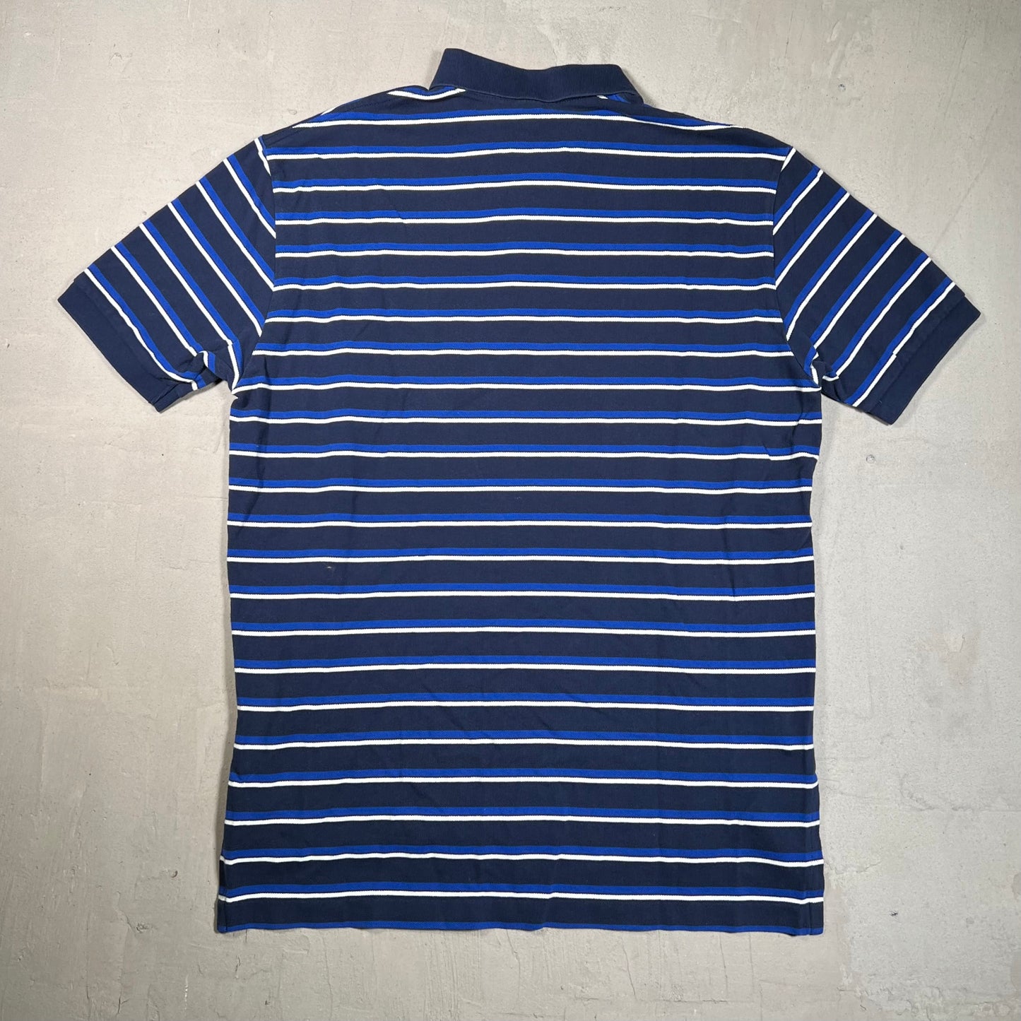 Y2K Polo Ralph Lauren Navy Striped Short Sleeve Polo Size Large USED v19353