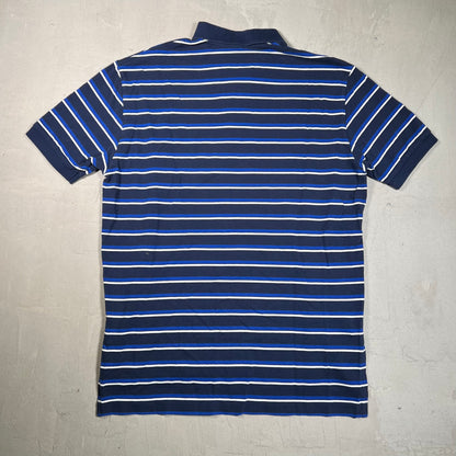 Y2K Polo Ralph Lauren Navy Striped Short Sleeve Polo Size Large USED v19353
