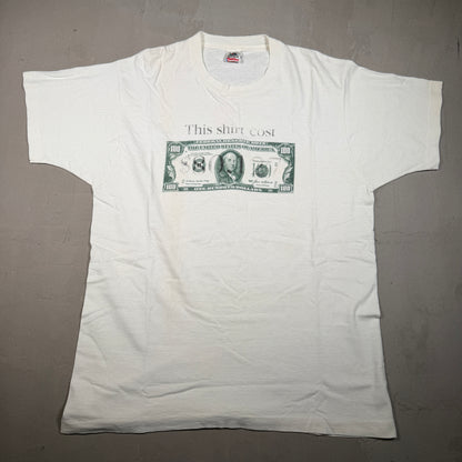1991 Cornell University This Cost Dollar Bill White Tee Size XL USED v17966