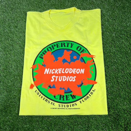 1990 Nickelodeon Studios Big Splat Neon Tee Size XL USED v16778
