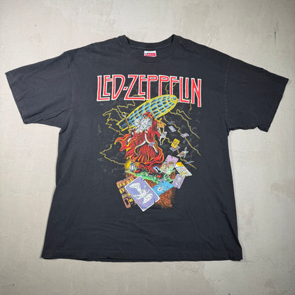 1988 Led Zeppelin Wizard Zoso Blimp Black Tee Size XL USED v15388
