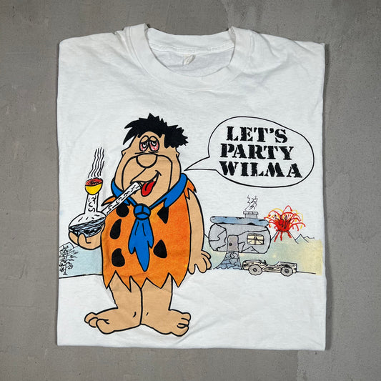 1990s Hanna - Barbera Fred Flintstone White Tee Size Medium USED v19145