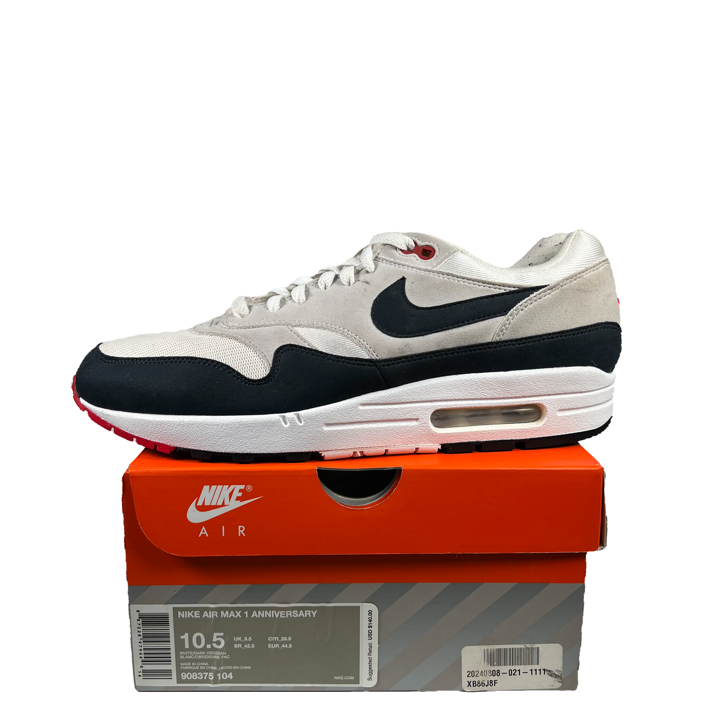 Nike Air Max 1 Anniversary Obsidian (2017) Size 10.5 USED s18945