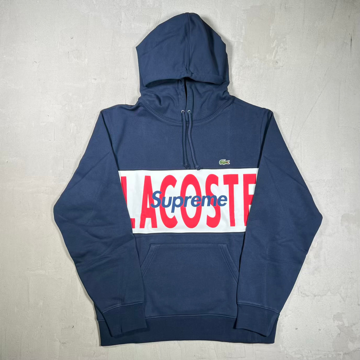 Supreme Lacoste Logo Panel Hoodie Navy (2019) Size Medium NEW x18978