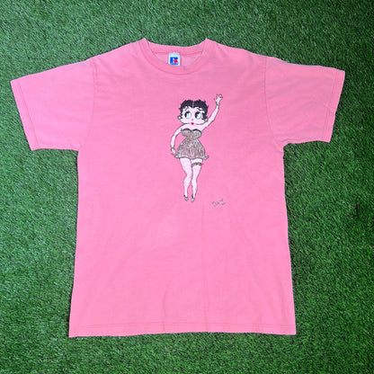 1990s Betty Boop Pink Art Tee Size Medium USED v16647