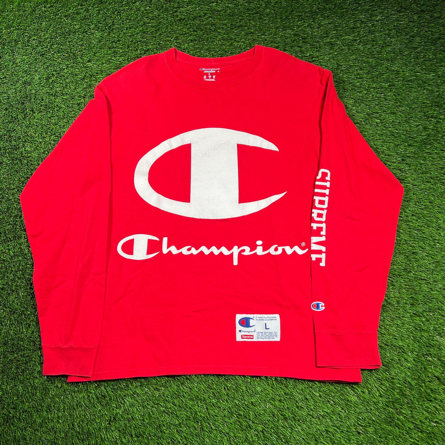 Supreme Champion Longsleeve Red Tee (2017) Size Large USED x16225